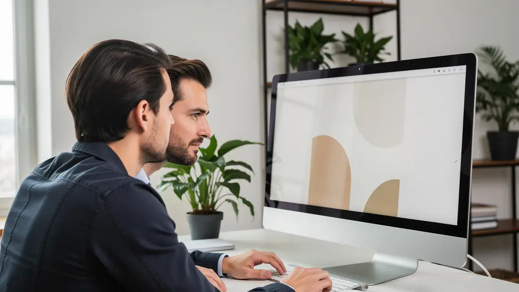 Courtier en crédit immobilier analysant un dossier freelance avec son client dans un bureau moderne