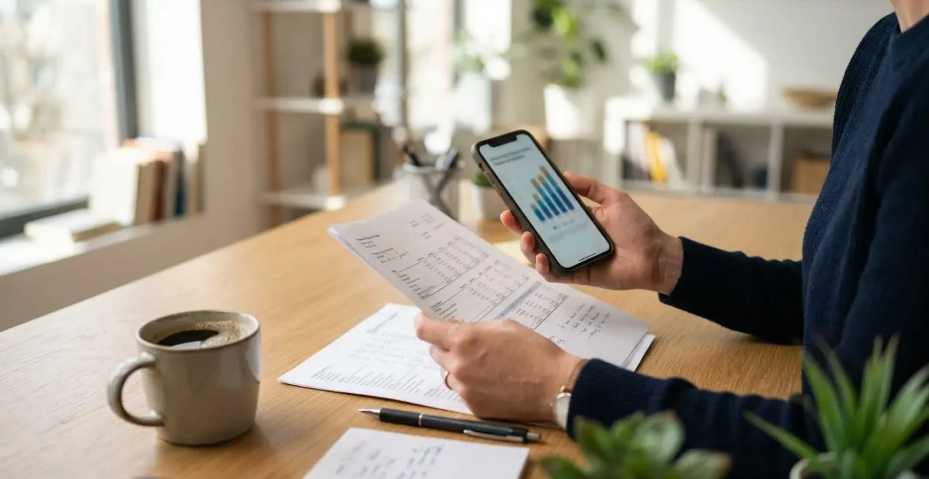 Dossier crédit freelance - Mains analysant documents financiers