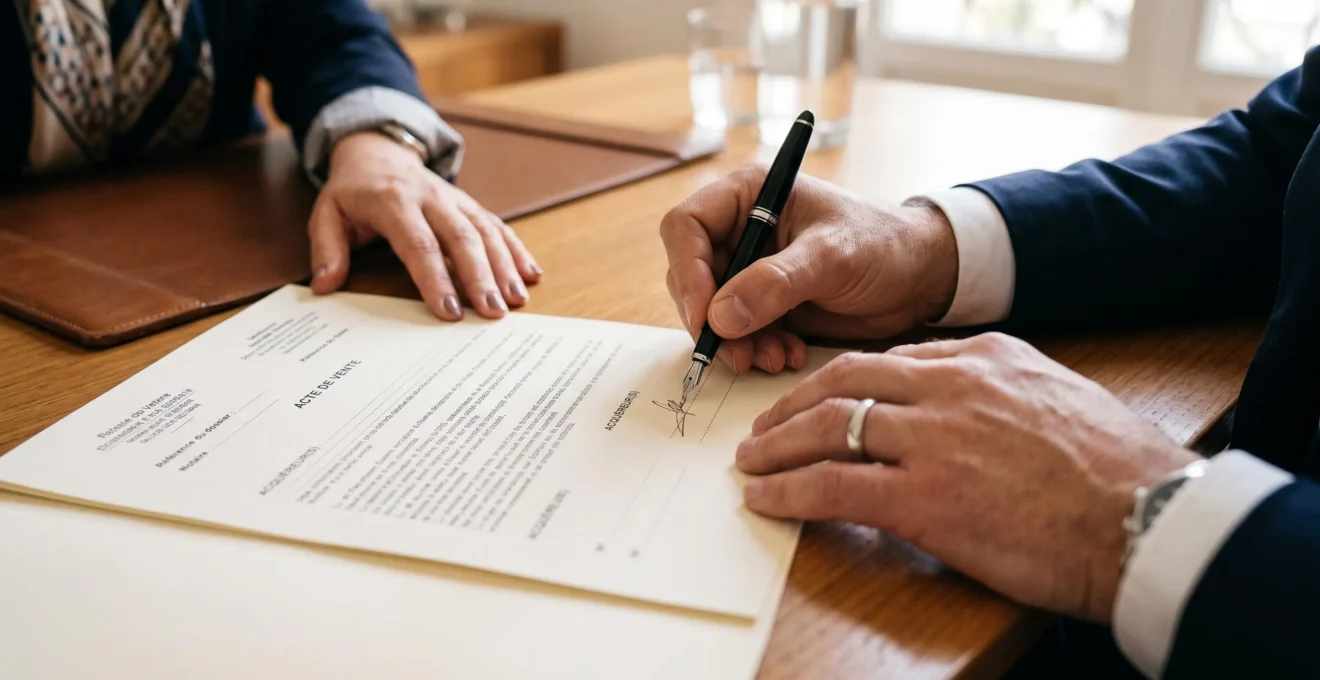 Mains en train de signer un document officiel avec un stylo, gros plan sur le geste de signature, contexte professionnel